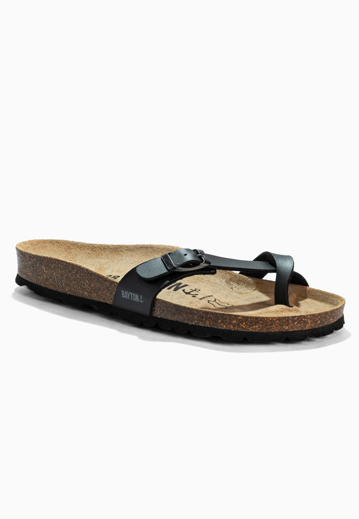 Bayton Sandales Junon Noir à Entre-Doigts Bayton Femme
