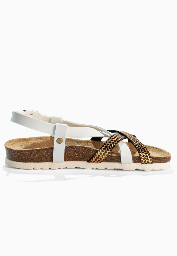 Bayton Sandales Kari Blanc Et Dorées Multi-Brides Bayton Femme
