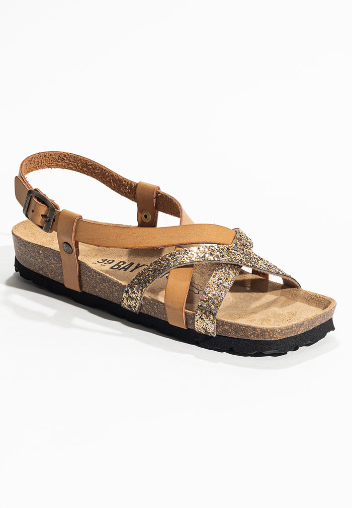 Bayton Sandales Kari Camel Et Paillettes Multi-Brides Bayton Femme