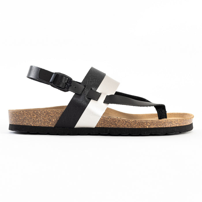 Bayton Sandales Lajas Noir Et Argentées à Entre-Doigts Bayton Femme