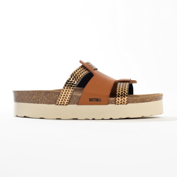 Bayton Sandales Lecce Camel Et Dorées à Plateforme Bayton Femme
