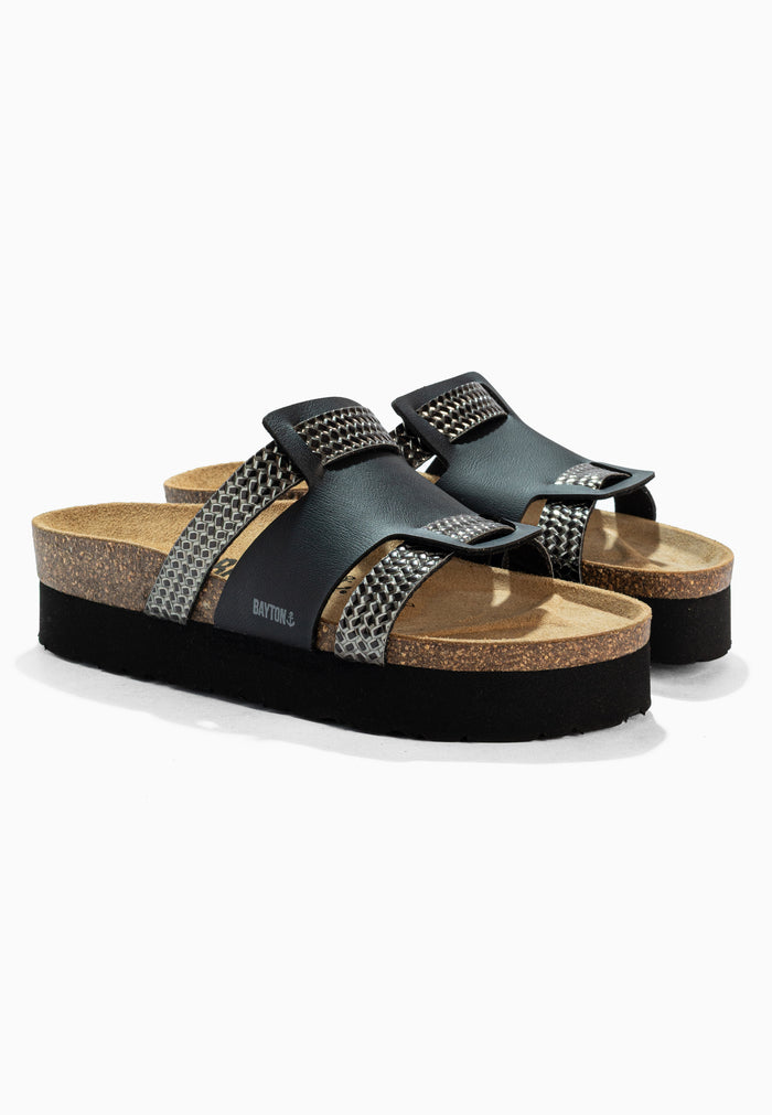 Bayton Sandales Lecce Noir Et Anthracite à Plateforme Bayton Femme