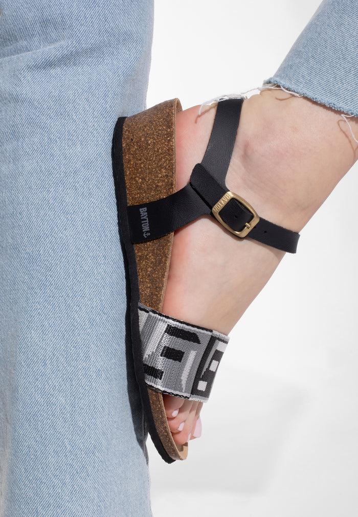 Bayton Sandales Legane Gris Et Noir Et Argent Bayton
