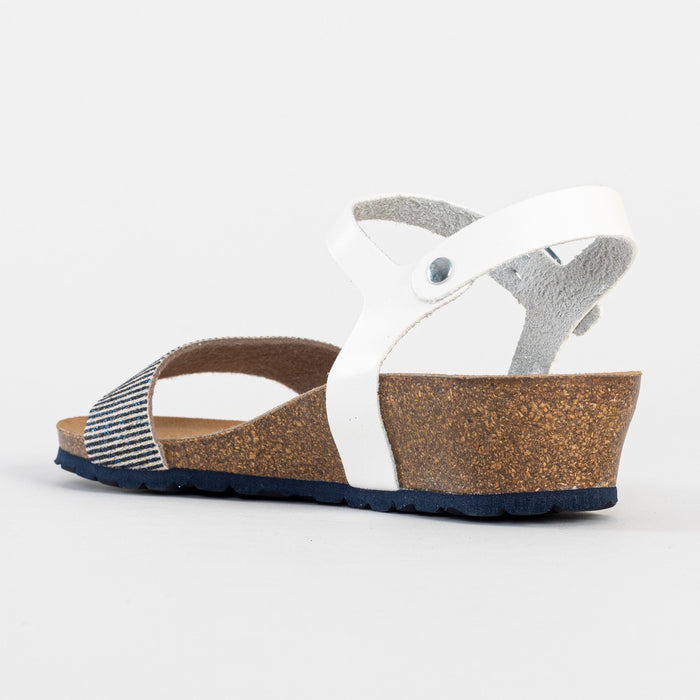 Bayton Sandales Leganes Blanc Et Bleu Marine Compensées Et Semi-compensées Bayton Femme