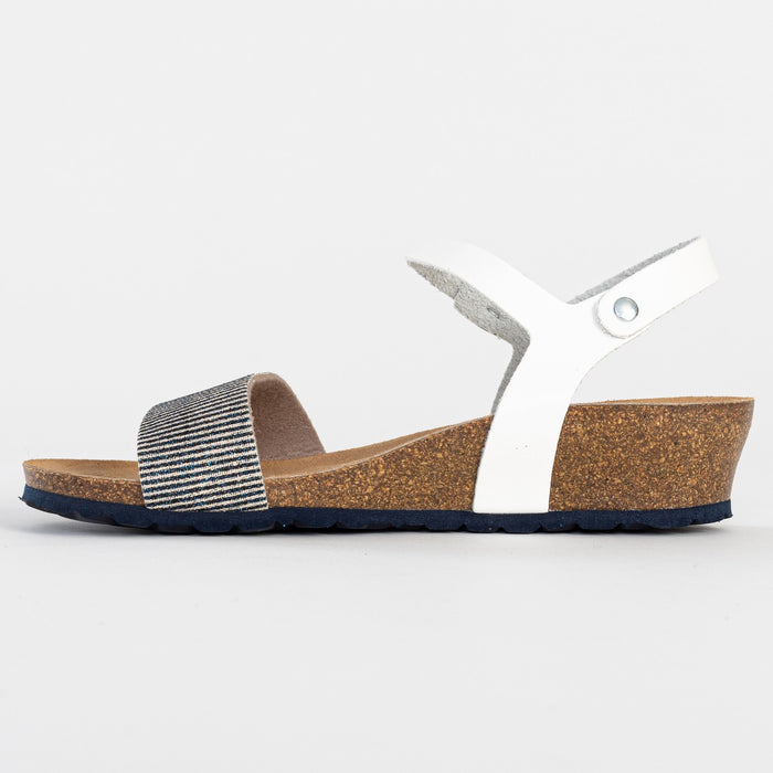 Bayton Sandales Leganes Blanc Et Bleu Marine Compensées Et Semi-compensées Bayton Femme