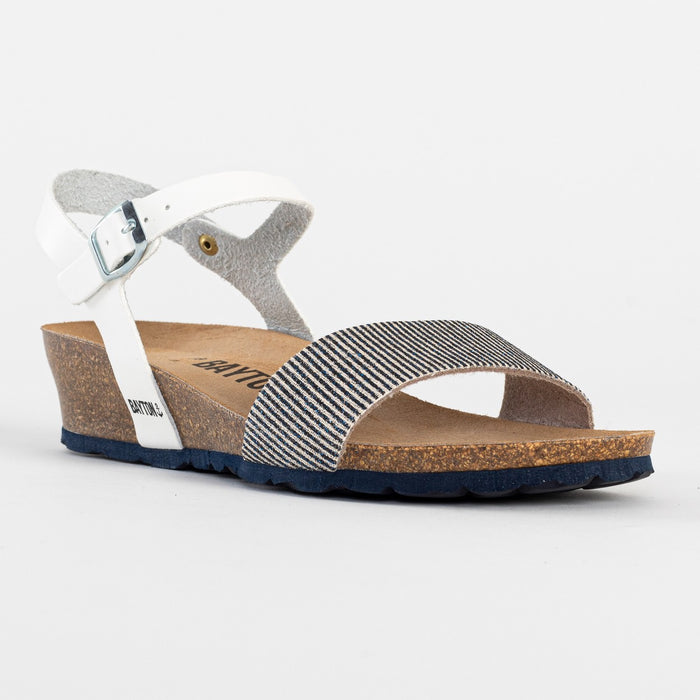 bayton Sandales Leganes Blanc Et Bleu Marine Compensées et Semi-compensées Bayton femme