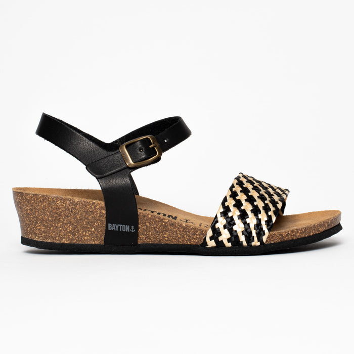 Bayton Sandales Leganes Noir Et Blanc Compensées Et Semi-compensées Bayton Femme