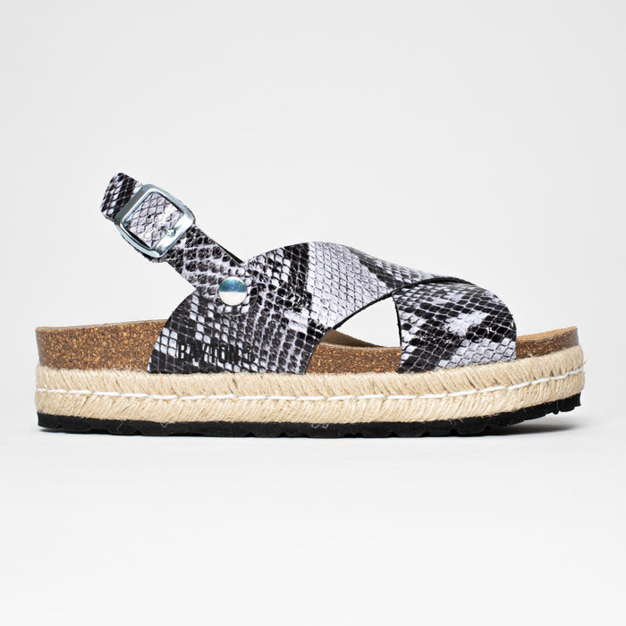 Bayton Sandales Leida Noir Python à Plateforme Bayton Femme