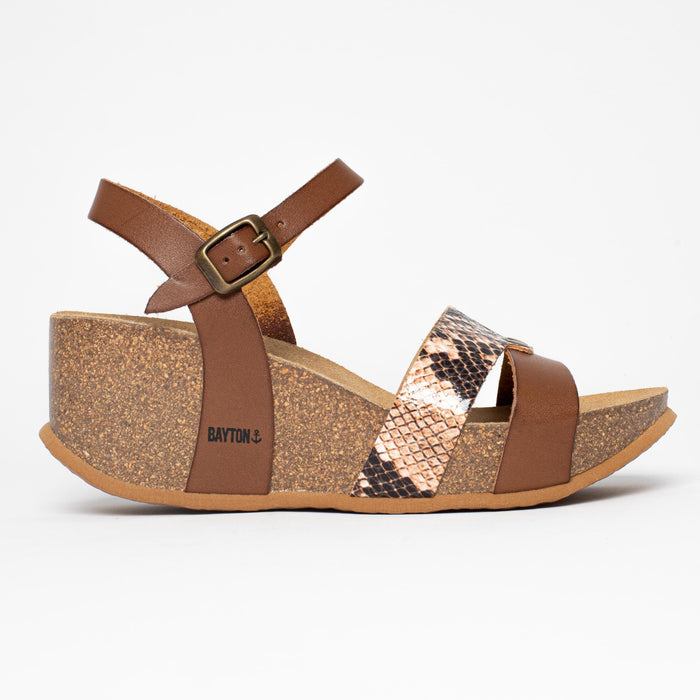 Bayton Sandales Leonie Beige Et Python Compensées Et Semi-compensées Bayton Femme