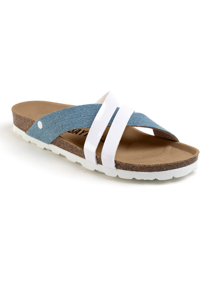 Bayton Sandales Martigues Bleu Ciel Denim Et Blanc Multi-Brides Bayton Femme