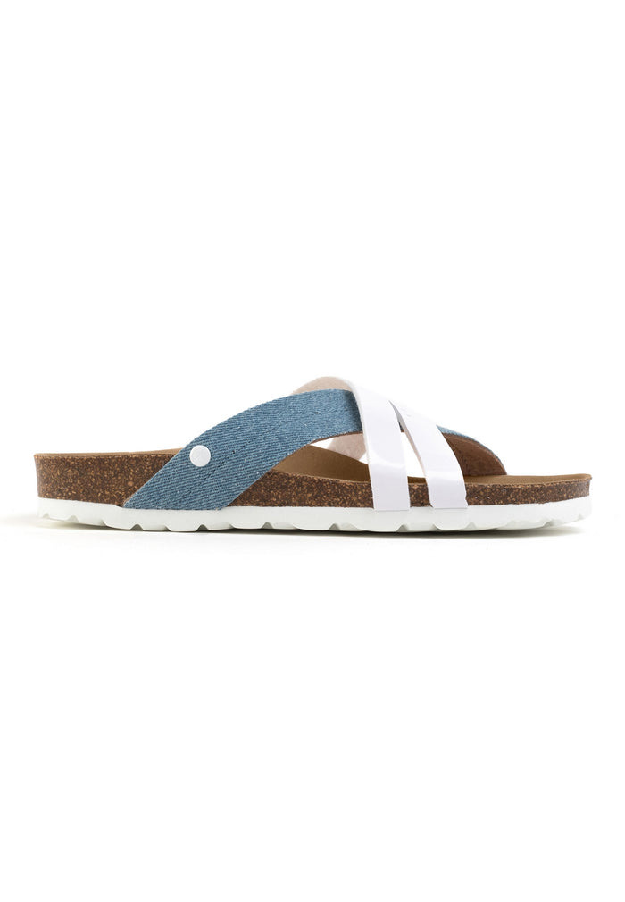 Bayton Sandales Martigues Bleu Ciel Denim Et Blanc Multi-Brides Bayton Femme