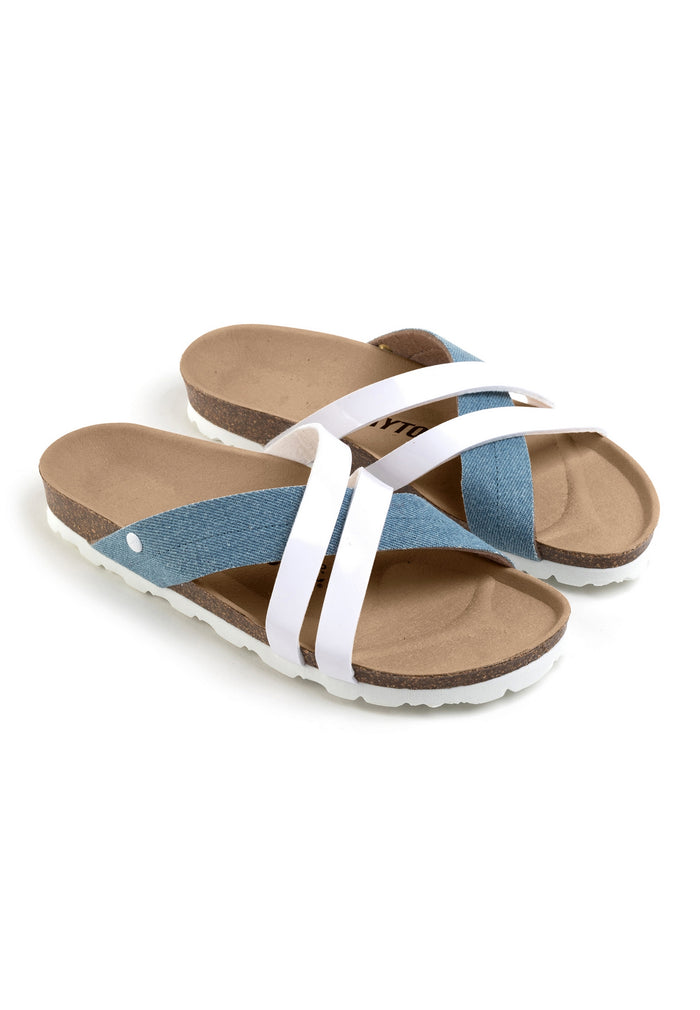 Bayton Sandales Martigues Bleu Ciel Denim Et Blanc Multi-Brides Bayton Femme