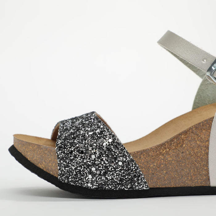 Bayton Sandales Maya Argent Glitter Compensées Et Semi-compensées Bayton Femme