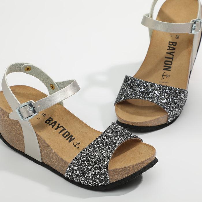 bayton Sandales Maya Argent Glitter Compensées et Semi-compensées Bayton femme