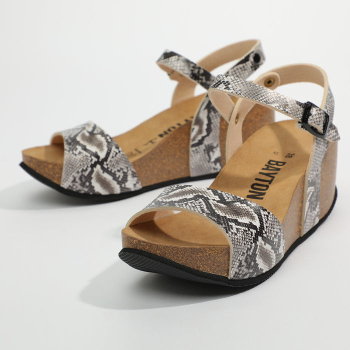 Bayton Sandales Maya Noir Python Compensées Et Semi-compensées Bayton Femme