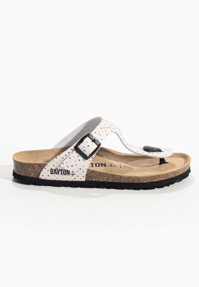 Bayton Sandales Melia Blanc à Pois à Entre-Doigts Bayton Femme