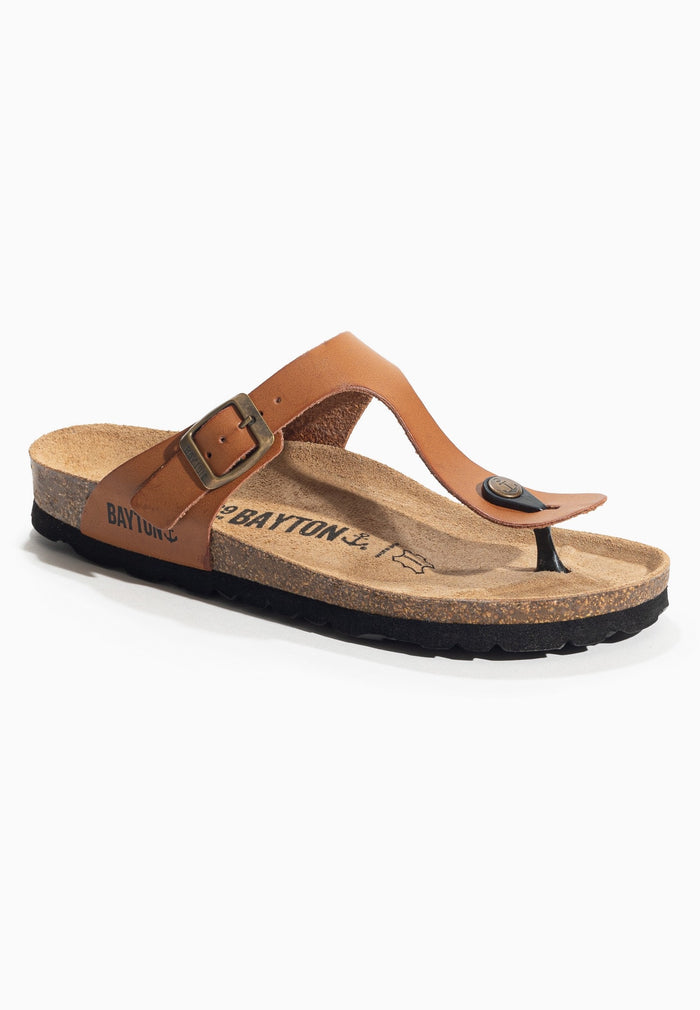 Bayton Sandales Melia Camel 100% Cuir à Entre-Doigts Bayton Femme