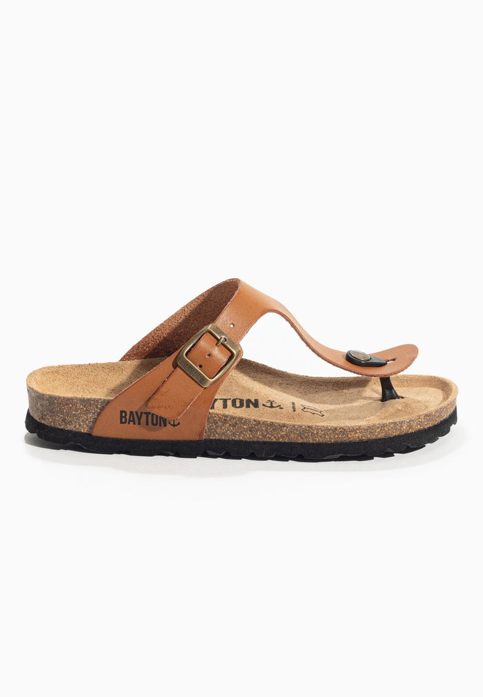 Bayton Sandales Melia Camel 100% Cuir à Entre-Doigts Bayton Femme