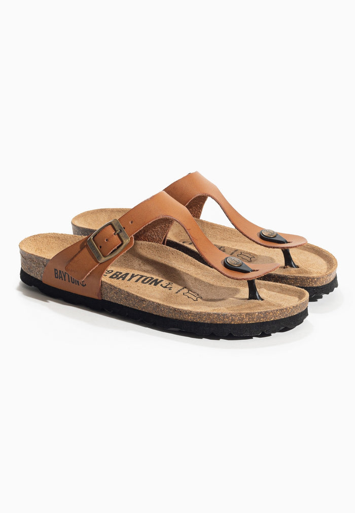 Bayton Sandales Melia Camel 100% Cuir à Entre-Doigts Bayton Femme