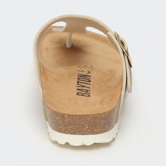 Bayton Sandales Mercure Beige Et Python à Entre-Doigts Bayton Femme