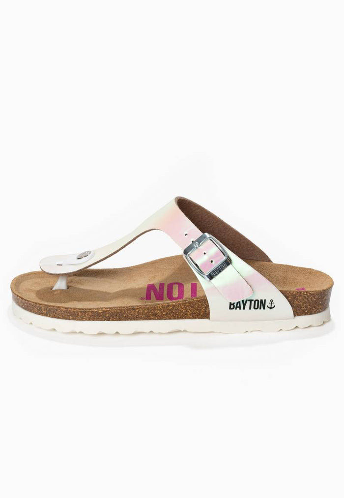 Bayton Sandales Mercure Blanc Holographique à Entre-Doigts Bayton Femme