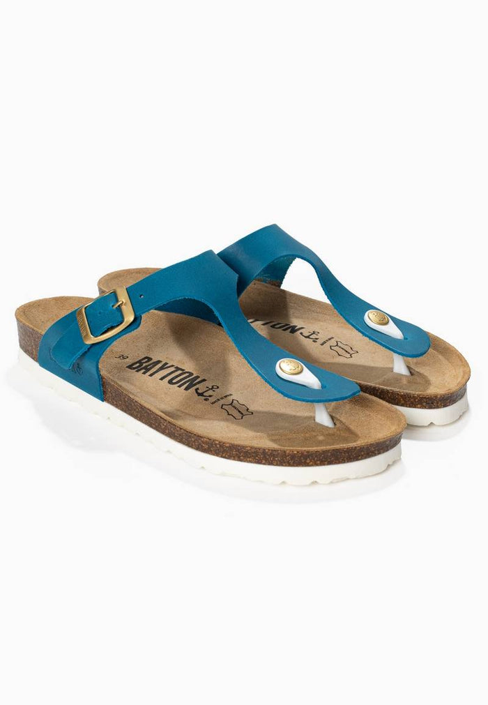 Bayton Sandales Mercure Bleu 100% Cuir à Entre-Doigts Bayton Femme