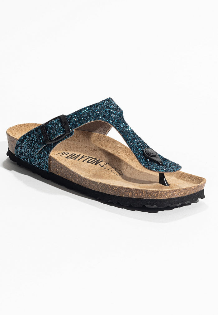 Bayton Sandales Mercure Bleu Pailleté à Entre-Doigts Bayton Femme