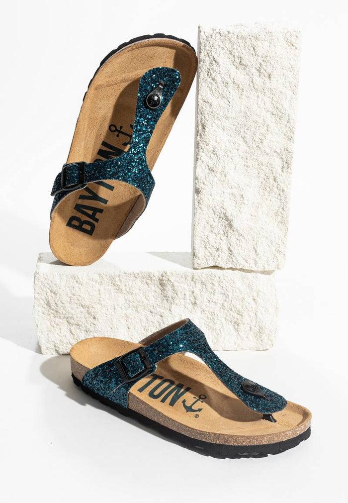 Bayton Sandales Mercure Bleu Pailletées à Entre-Doigts Bayton Femme