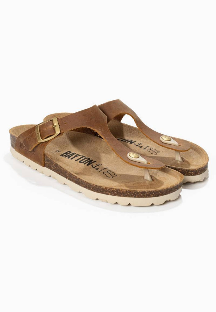 Bayton Sandales Mercure Camel 100% Cuir à Entre-Doigts Bayton Femme