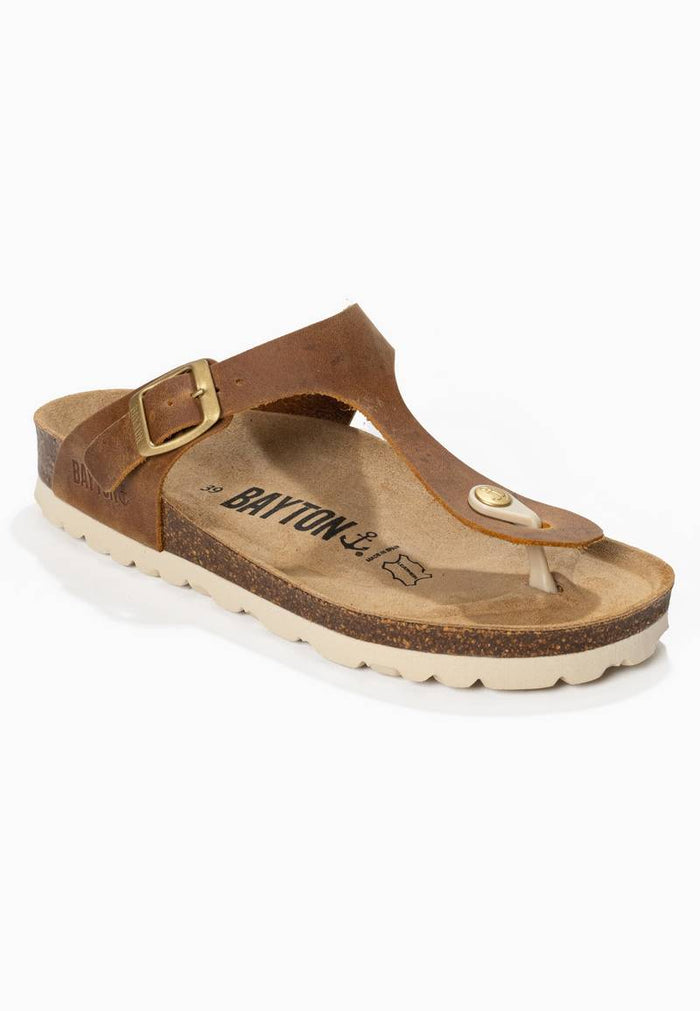 Bayton Sandales Mercure Camel 100% Cuir à Entre-Doigts Bayton Femme