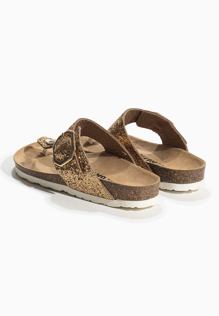 Bayton Sandales Mercure Doré Pailleté à Entre-Doigts Bayton Femme