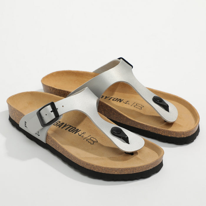 bayton Sandales Mercure Gris Clair à Entre-Doigts Compensées et Semi-compensées Bayton femme