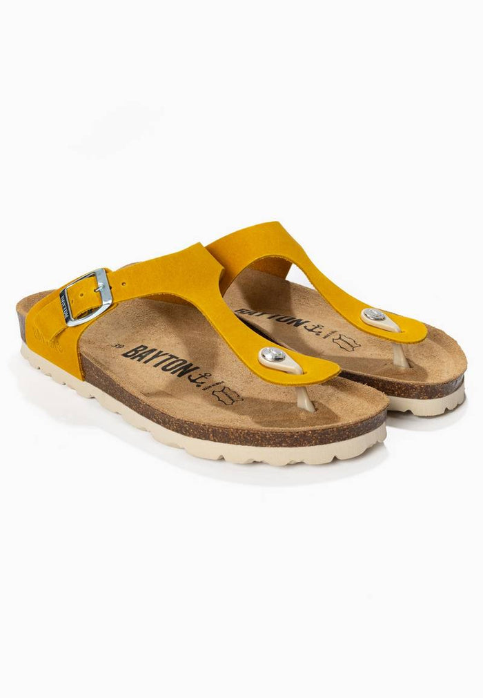 Bayton Sandales Mercure Jaune 100% Cuir à Entre-Doigts Bayton Femme