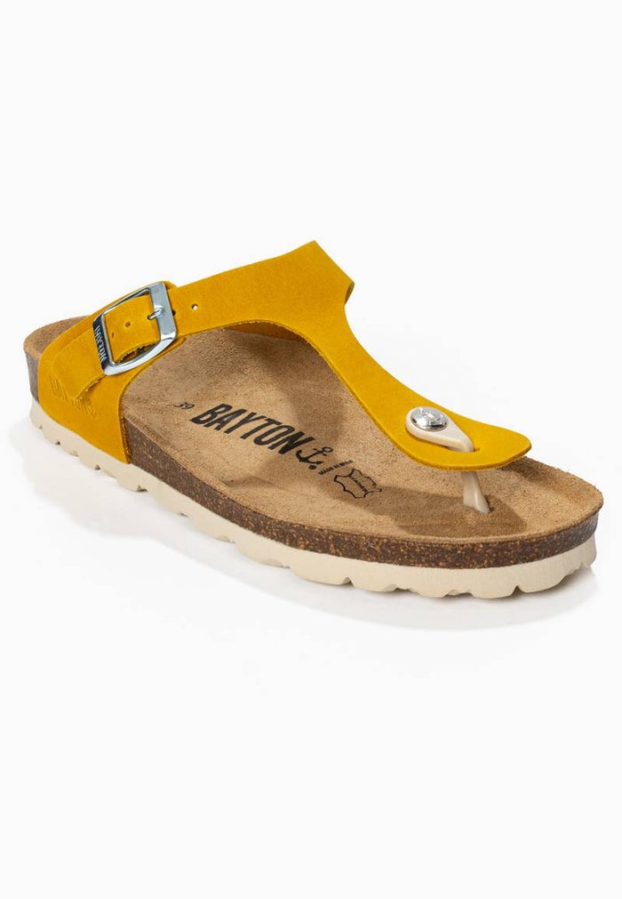 Bayton Sandales Mercure Jaune 100% Cuir à Entre-Doigts Bayton Femme