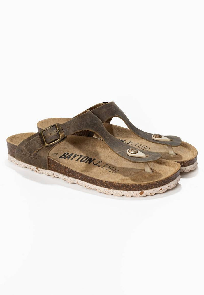 Bayton Sandales Mercure Marron 100% Cuir à Entre-Doigts Bayton Femme