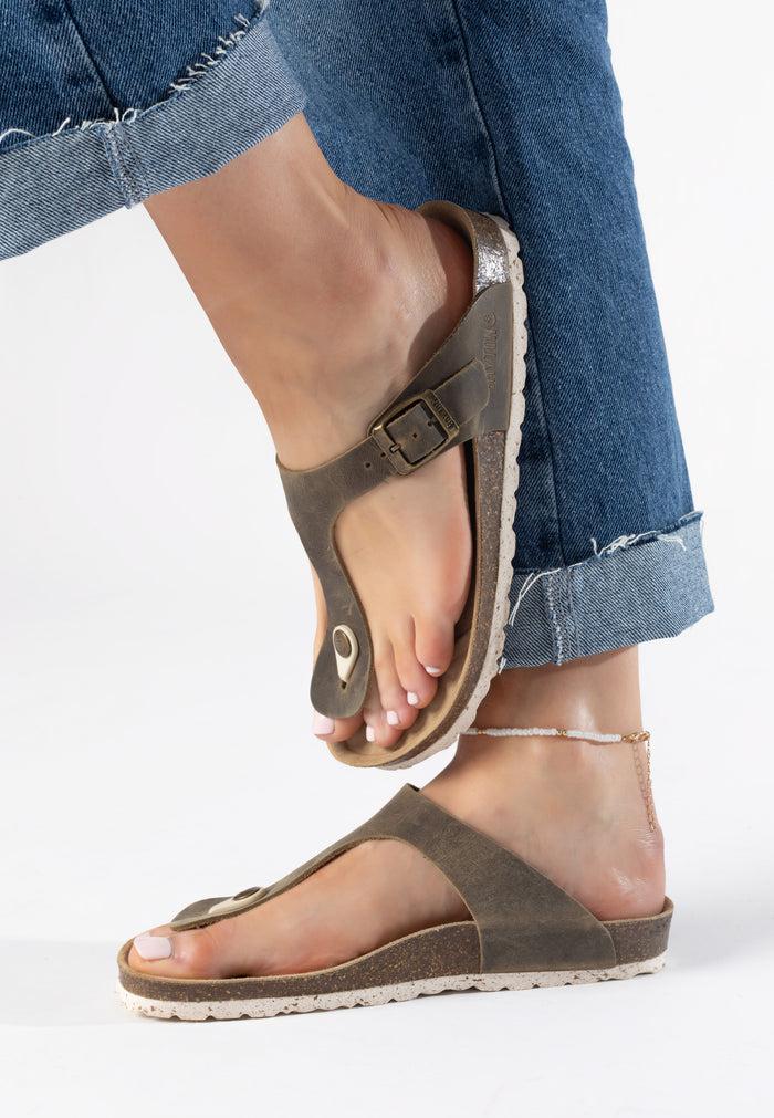 Bayton Sandales Mercure Marron 100% Cuir à Entre-Doigts Bayton Femme