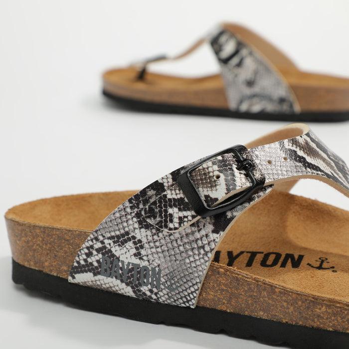 Bayton Sandales Mercure Noir Python à Entre-Doigts Bayton Femme