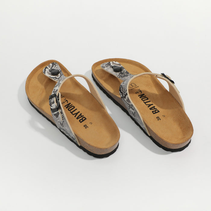 Bayton Sandales Mercure Noir Python à Entre-Doigts Bayton Femme