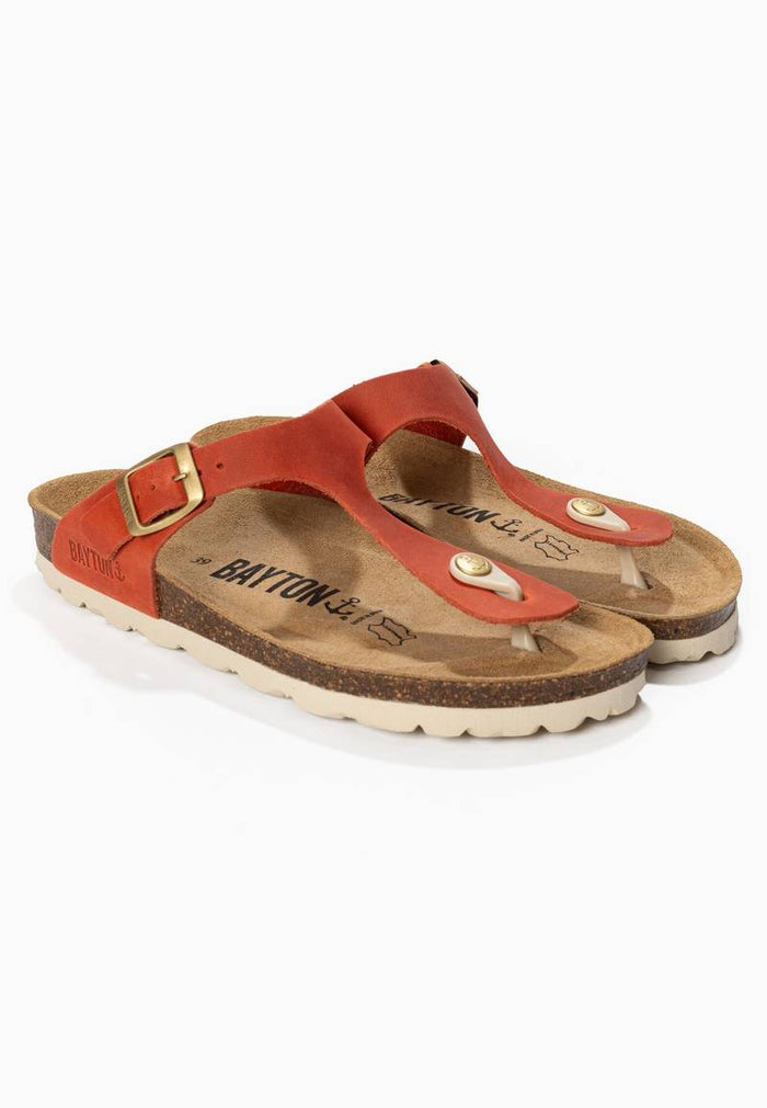 Bayton Sandales Mercure Orange 100% Cuir à Entre-Doigts Bayton Femme