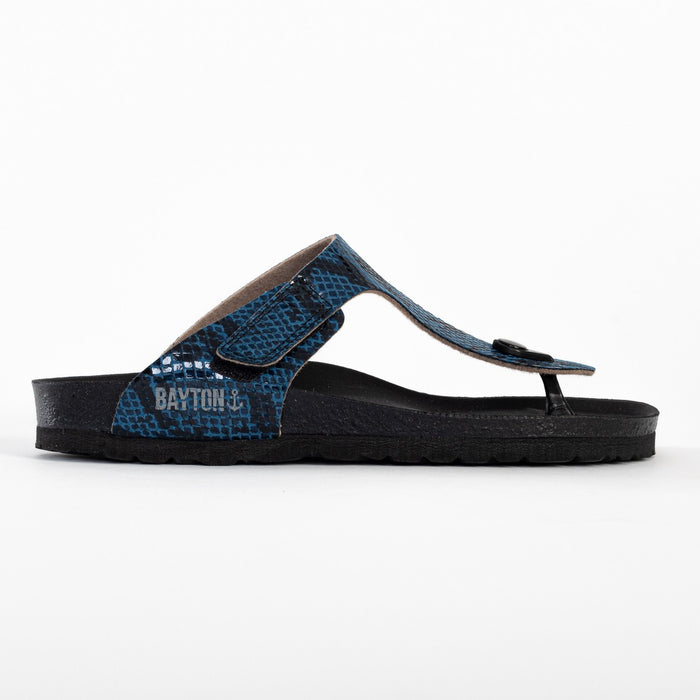 Bayton Sandales Mercure Python Bleu à Entre-Doigts Bayton Femme