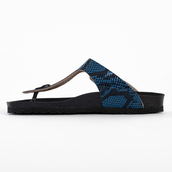 Bayton Sandales Mercure Python Bleu à Entre-Doigts Bayton Femme