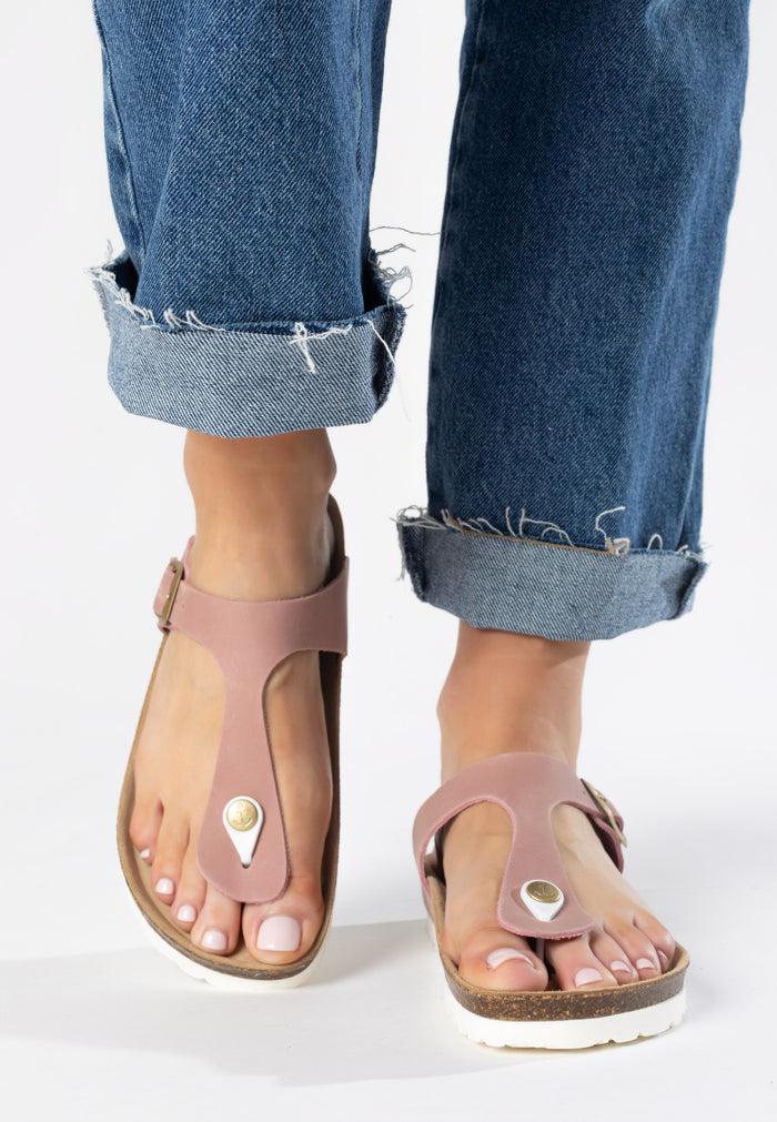 bayton Sandales Mercure Rose 100% Cuir à Entre-Doigts Bayton Femme