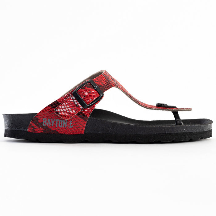 Bayton Sandales Mercure Rouge Python à Entre-Doigts Bayton Femme