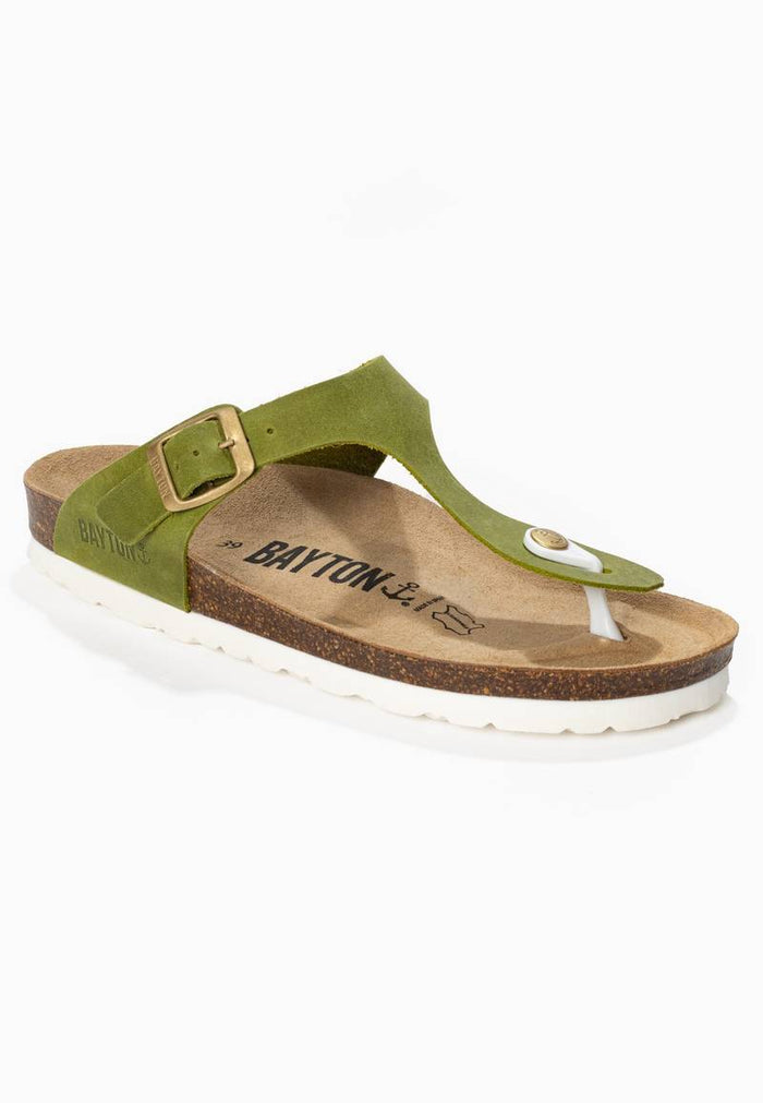 Bayton Sandales Mercure Vert 100% Cuir à Entre-Doigts Bayton Femme