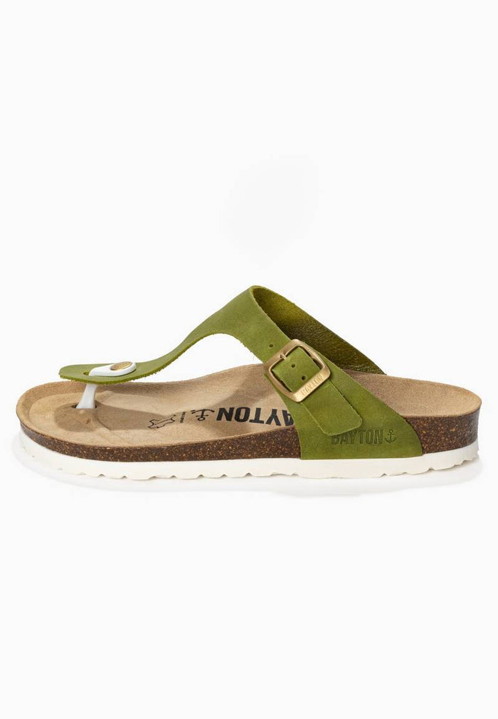 Bayton Sandales Mercure Vert 100% Cuir à Entre-Doigts Bayton Femme
