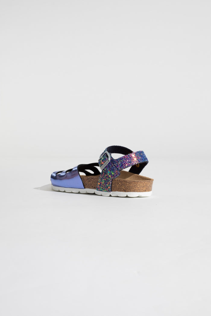 Bayton Sandales Multi-Brides Butterfly Bleu Et Paillettes Bayton Enfant