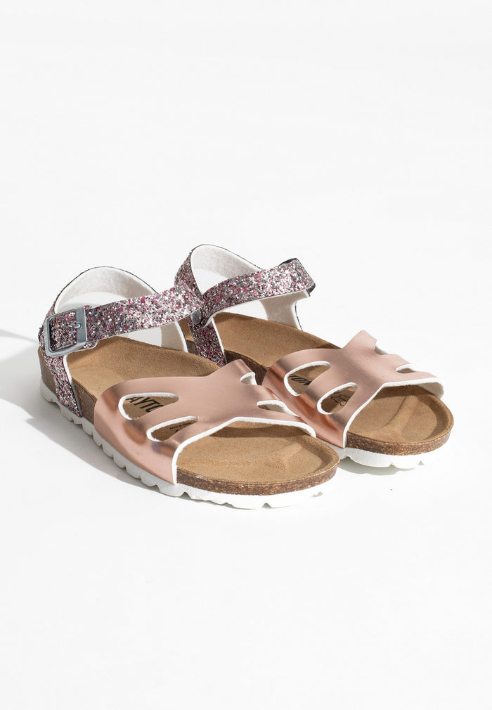 Bayton Sandales Multi-Brides Butterfly Rose Gold Et Paillettes Bayton Enfant