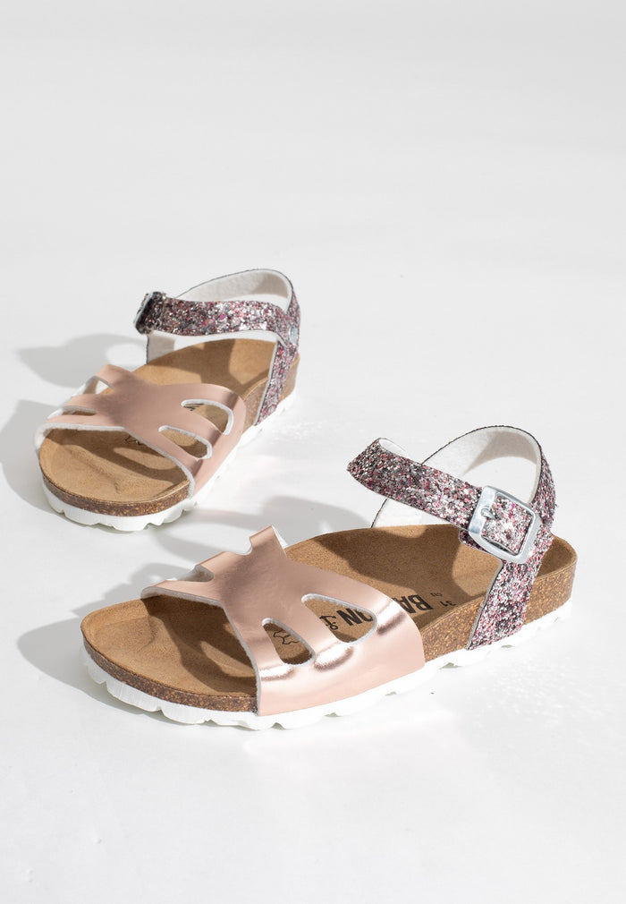 bayton Sandales Multi-Brides Butterfly Rose gold et paillettes Bayton enfant