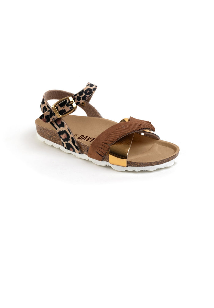Bayton Sandales Multi-Brides Franny Marron Et Dorées Et Leopard Bayton Enfant