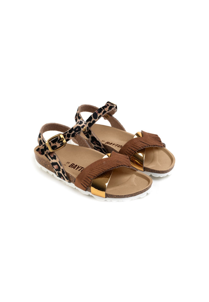 bayton Sandales Multi-Brides Franny Marron Et Dorées Et Leopard Bayton enfant